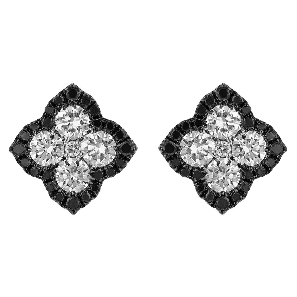 Frederic Sage Black & White Diamond Cluster Stud Earrings in White Gold