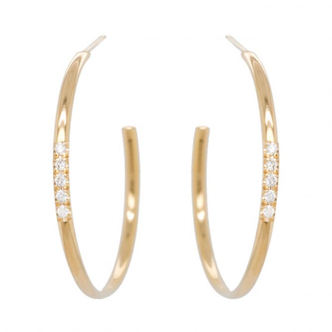 Zoe Chicco Pave Diamond Medium Hoop Earrings in Yellow Gold