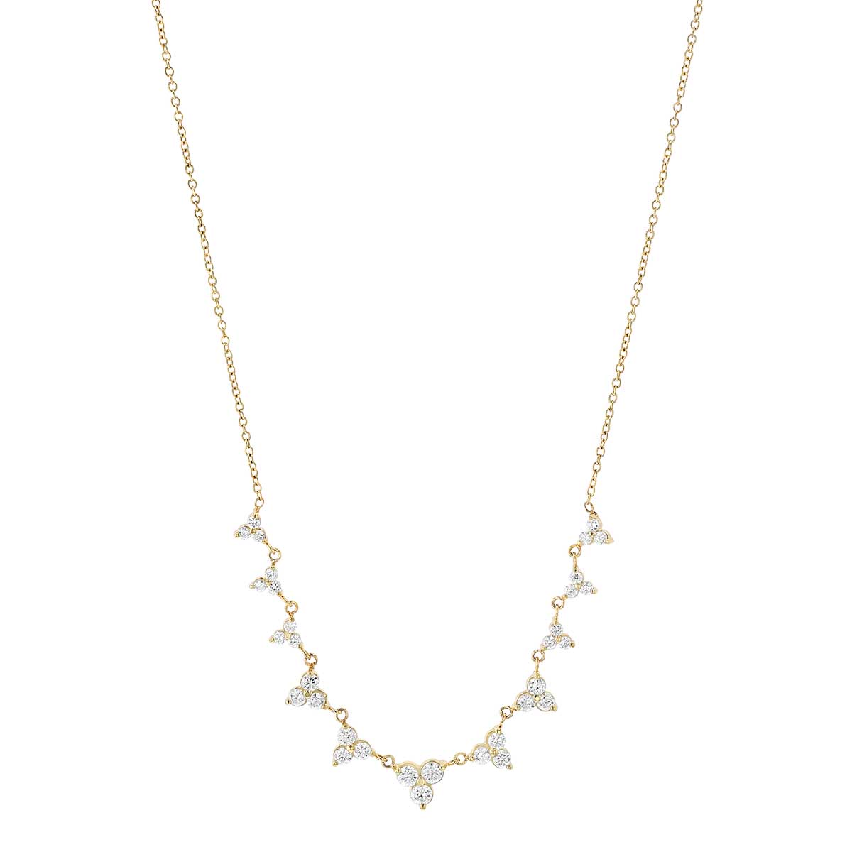 Zoe Chicco Graduated Diamond Trio Cluster Necklace in Yellow Gold, 16