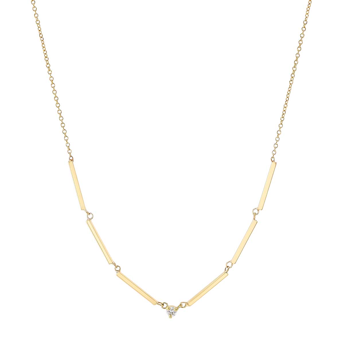 Zoe Chicco Diamond Solitaire & Bar Link Necklace in Yellow Gold, 16