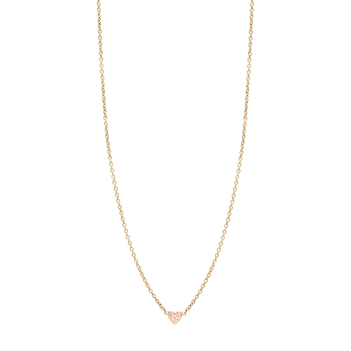 Zoe Chicco Itty Bitty Pave Diamond Heart Necklace in Yellow Gold, 16