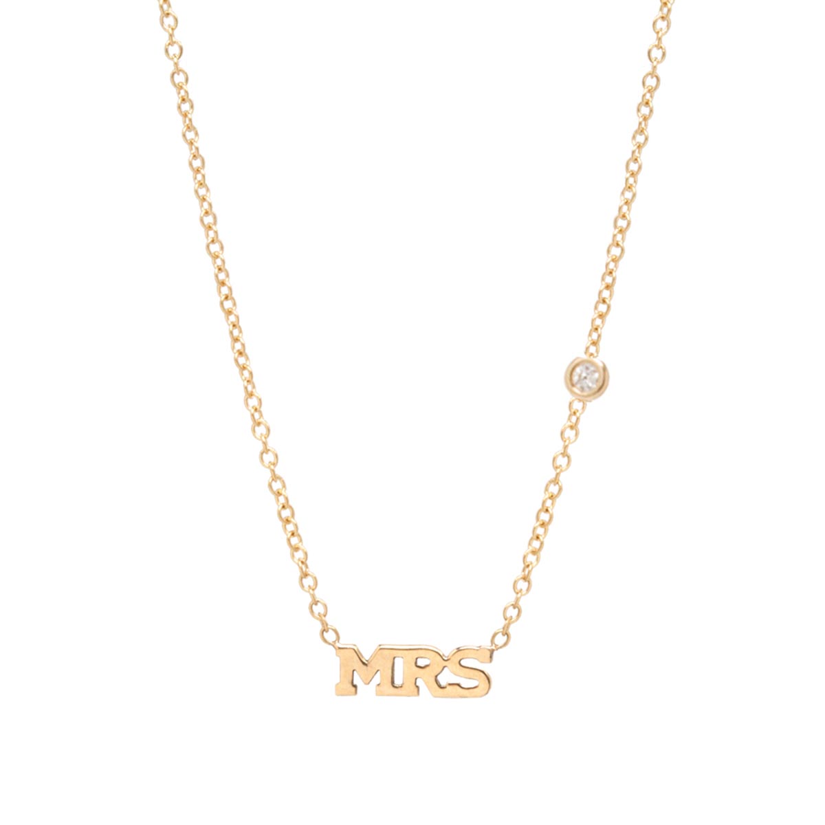 Zoe Chicco Itty Bitty Floating Diamond Mrs. Necklace in Yellow Gold, 16