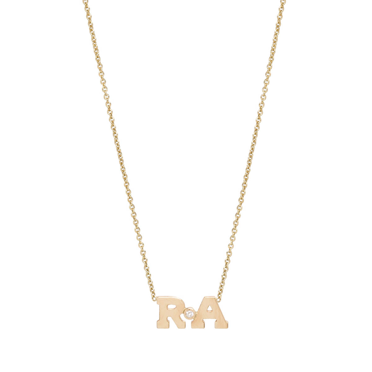 Zoe Chicco 2 Initial Letter Diamond Bezel Custom Necklace in