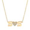 Zoe Chicco 2 Initial Letter & Pave Diamond Heart Necklace in Yellow Gold, 16"