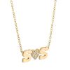 Zoe Chicco 2 Initial Letter & Pave Diamond Heart Necklace in Yellow Gold, 16"