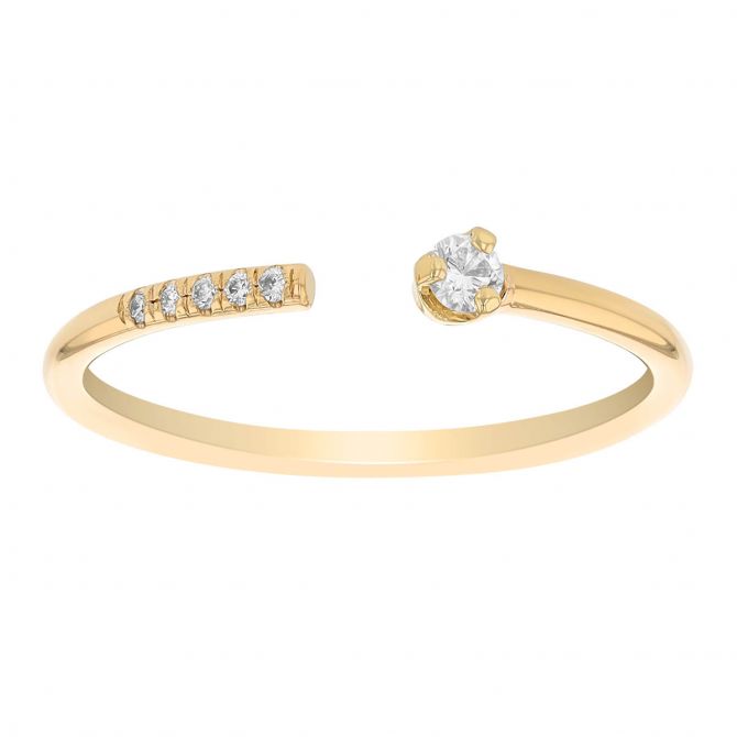 Zoe Chicco Prong & Pave Diamond Open Ring in Yellow Gold
