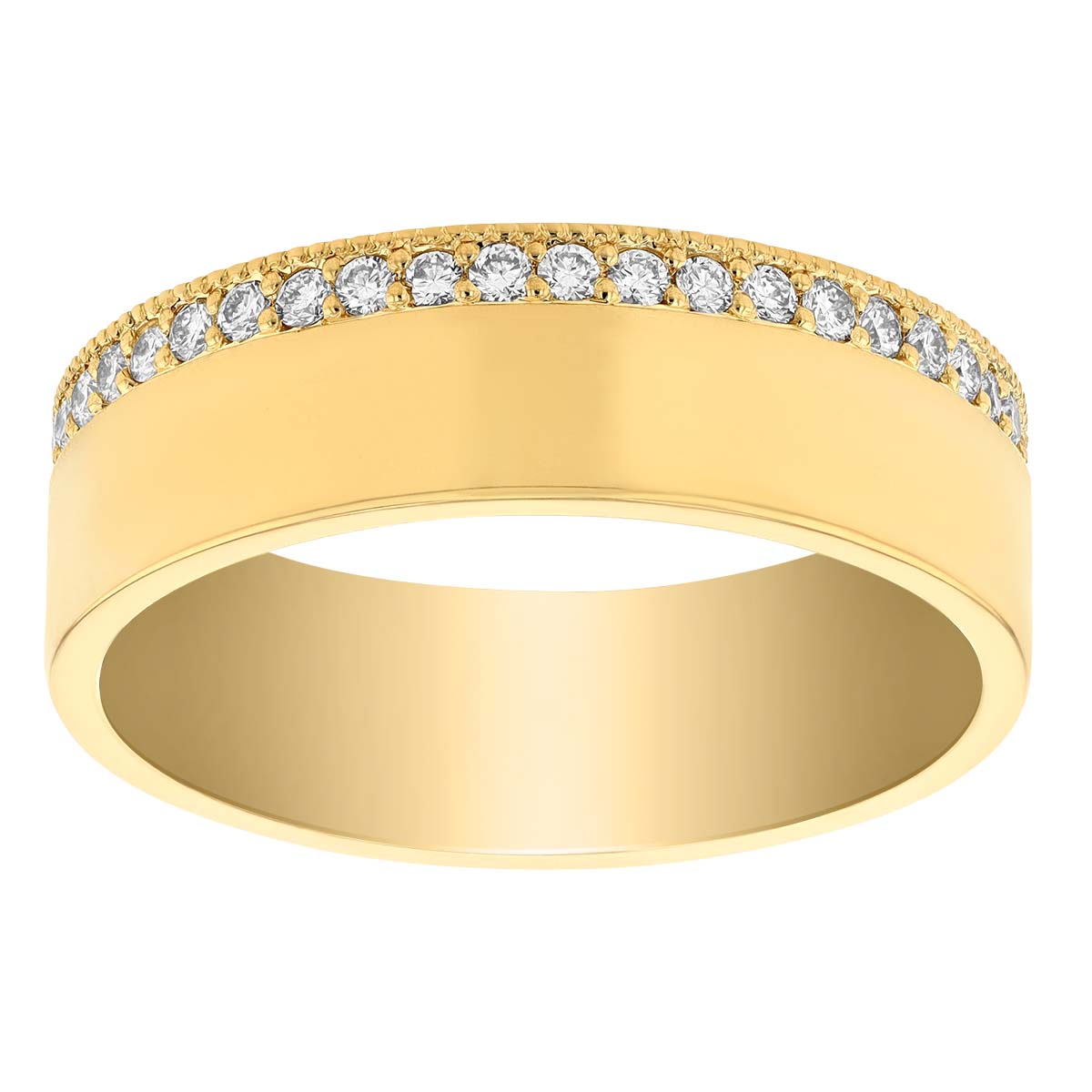 Zoe Chicco Pave Diamond Wide Flat Band Ring in Yellow Gold