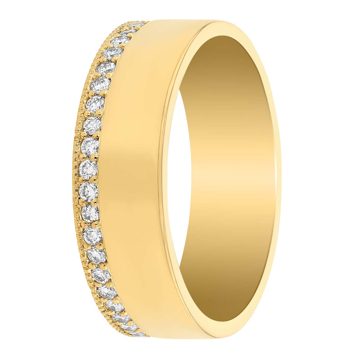 Zoe Chicco Pave Diamond Wide Flat Band Ring in Yellow Gold