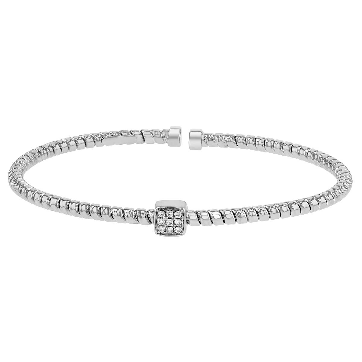 Diamond Pavé Square Coil Bangle Bracelet in White Gold | Borsheims