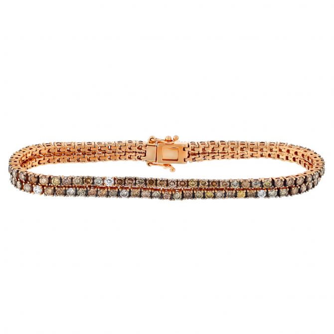 Brown Diamond 2 Row Tennis Bracelet in Rose Gold