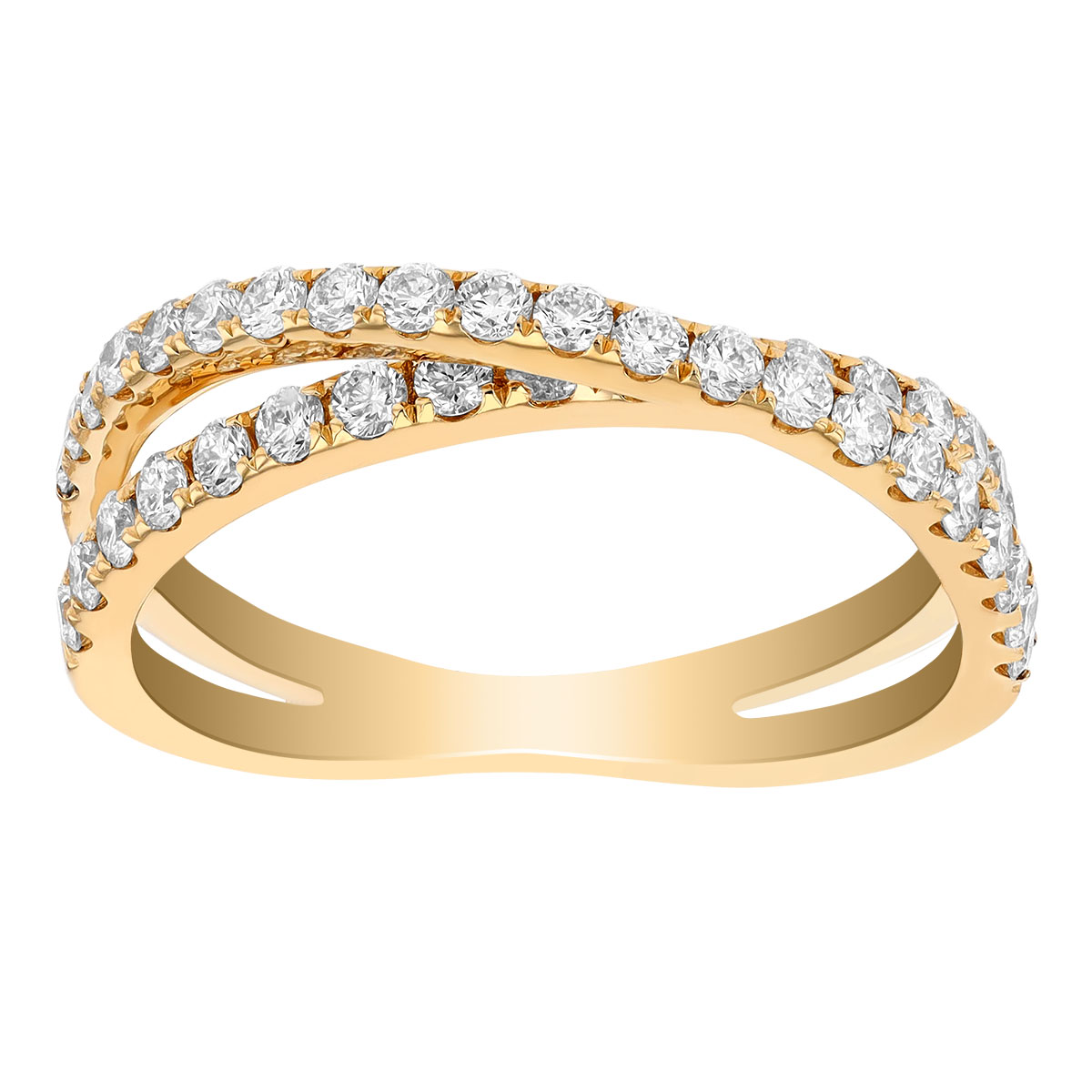 Diamond Crossover Split Band Ring in Yellow Gold