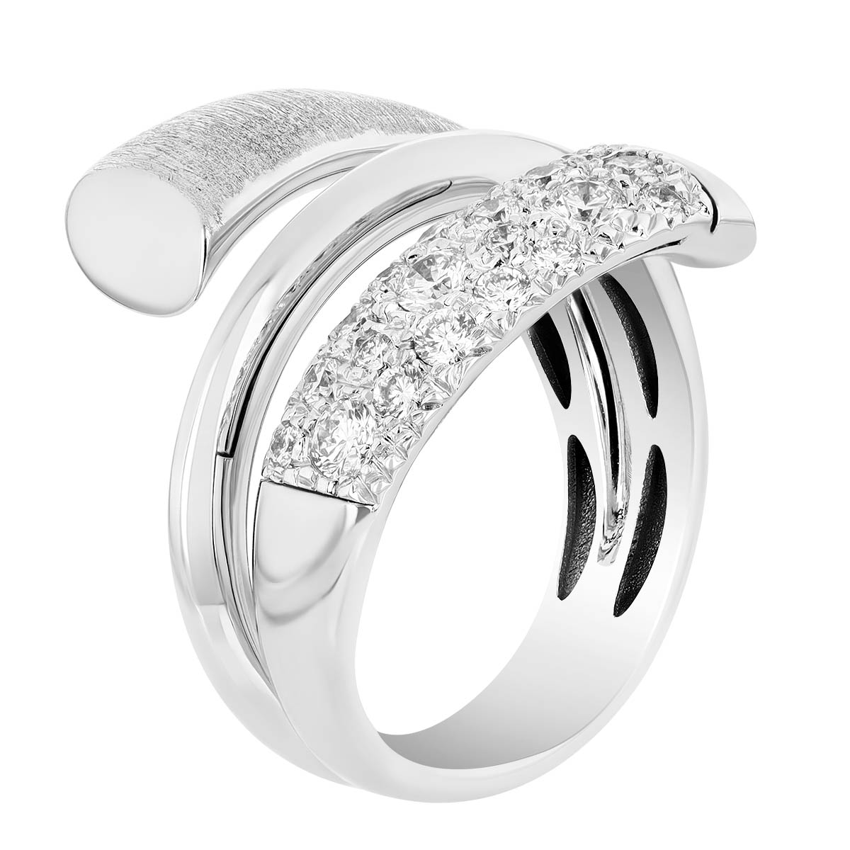 Diamond Pave Tapered Wrap Ring in White Gold