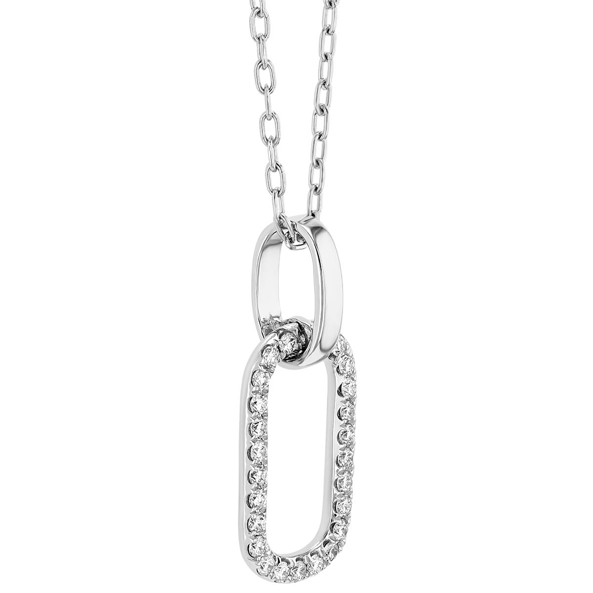 Diamond Open Rectangle Pendant in White Gold, 18