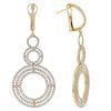 Diamond Pave Triple Circle Dangle Earrings in Yellow Gold