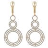 Diamond Pave Triple Circle Dangle Earrings in Yellow Gold