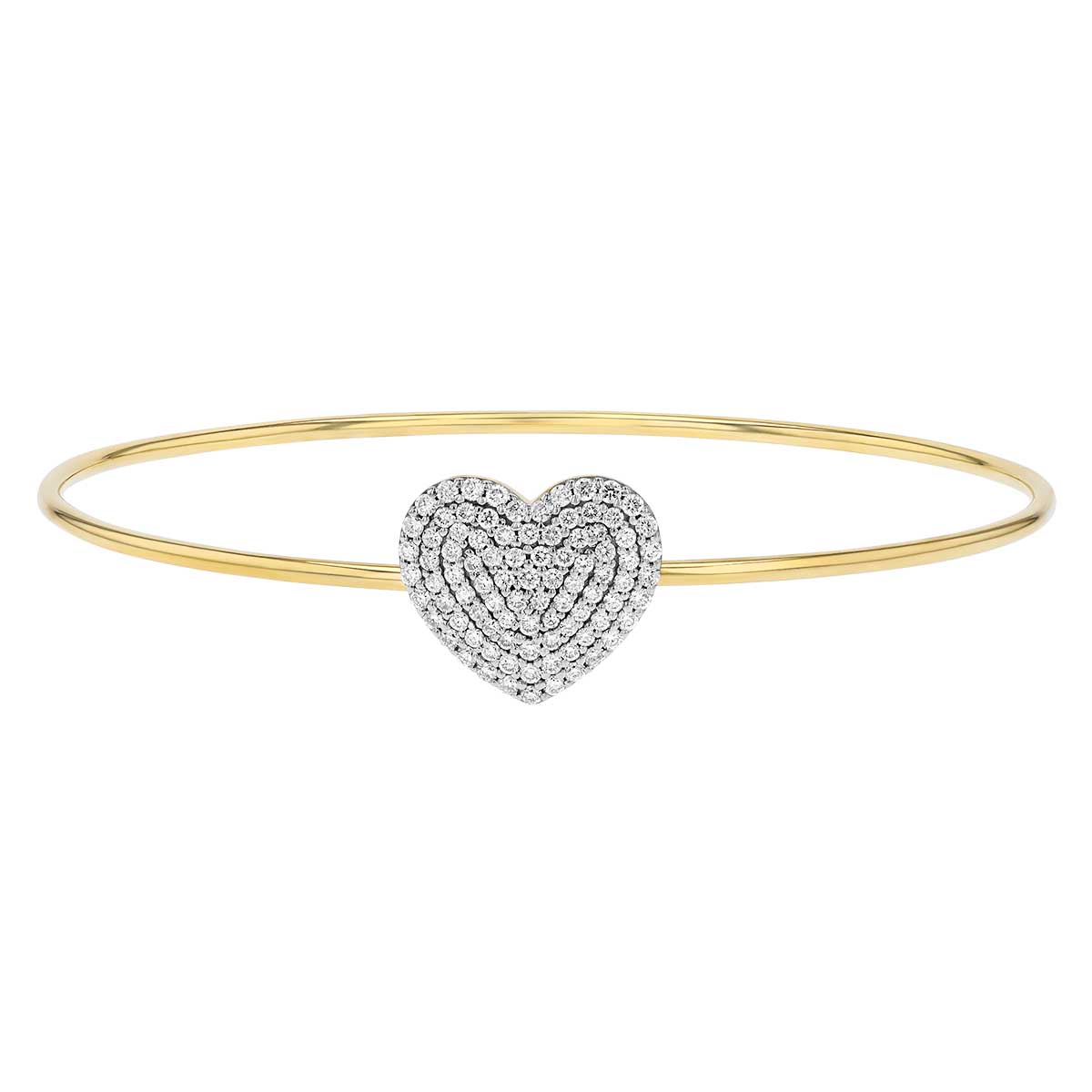 Phillips House Love Always Diamond Pavé Heart Dainty Bangle Bracelet in Yellow Gold, 8