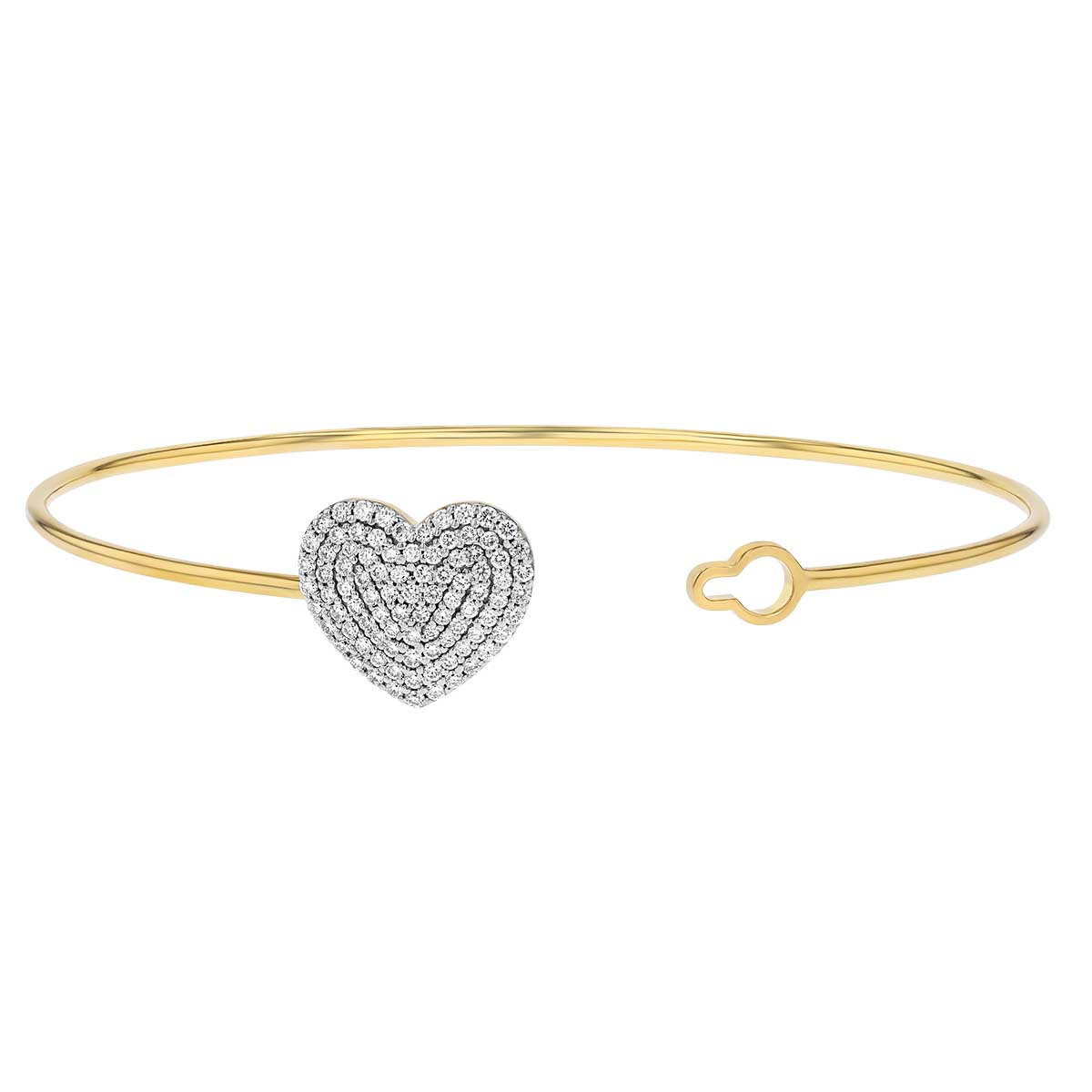 Phillips House Love Always Diamond Pavé Heart Dainty Bangle Bracelet in Yellow Gold, 8