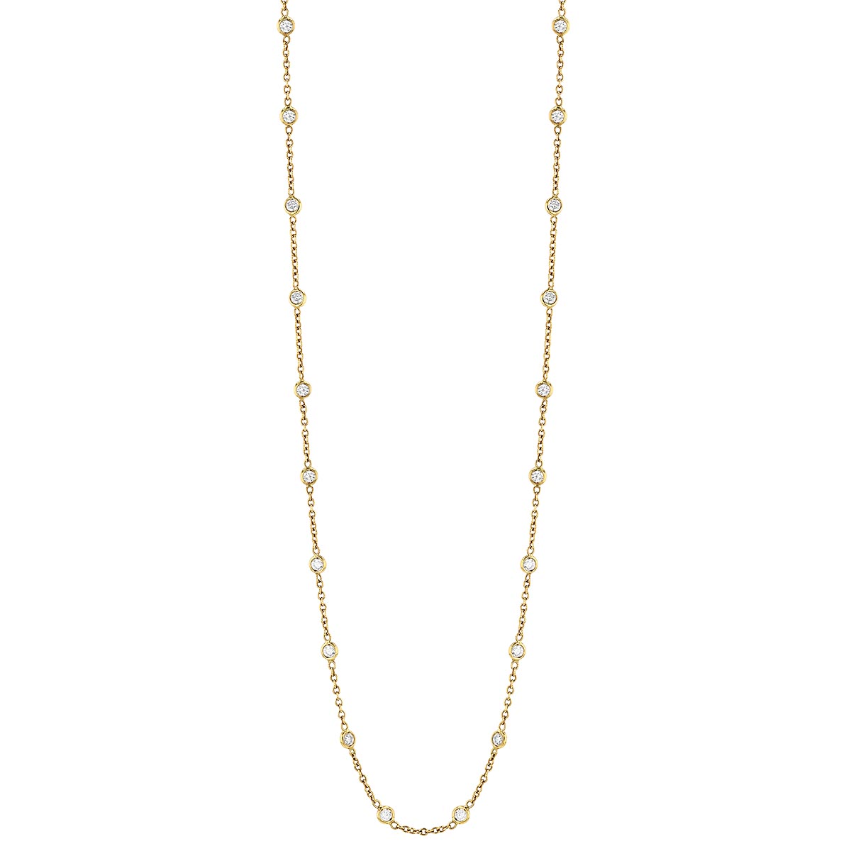 J.B. Star Round Diamond 30 Station Necklace in Yellow Gold, 18