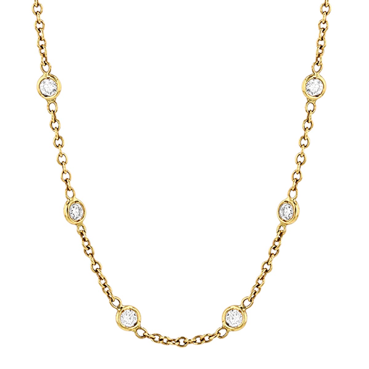 J.B. Star Round Diamond 30 Station Necklace in Yellow Gold, 18