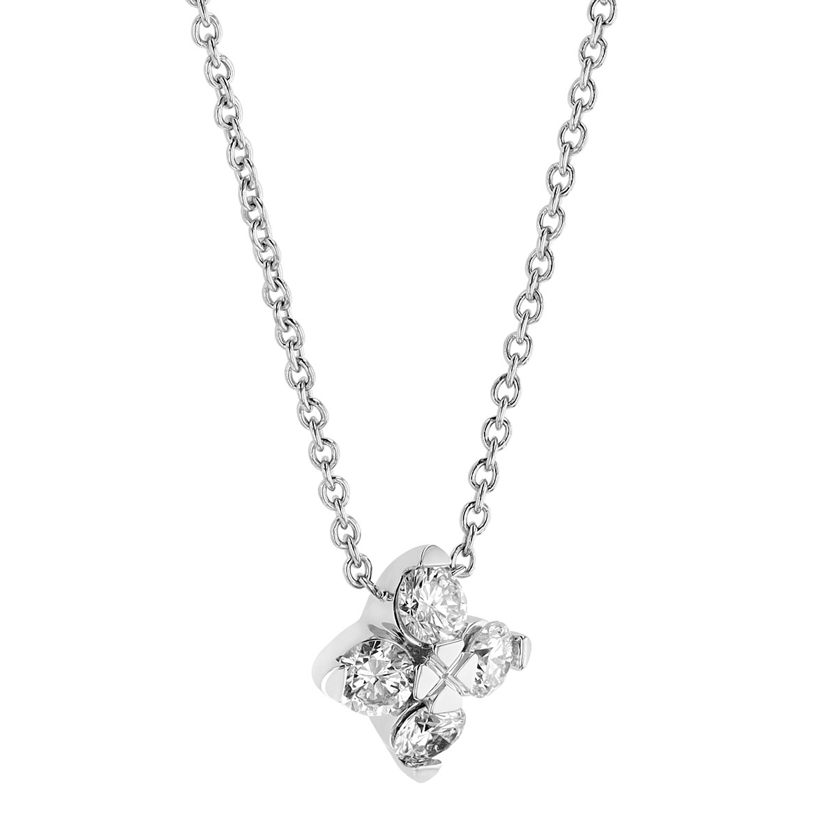 Roberto Coin Love in Verona Diamond Clover Pendant in White Gold, 0.27 cttw, 18
