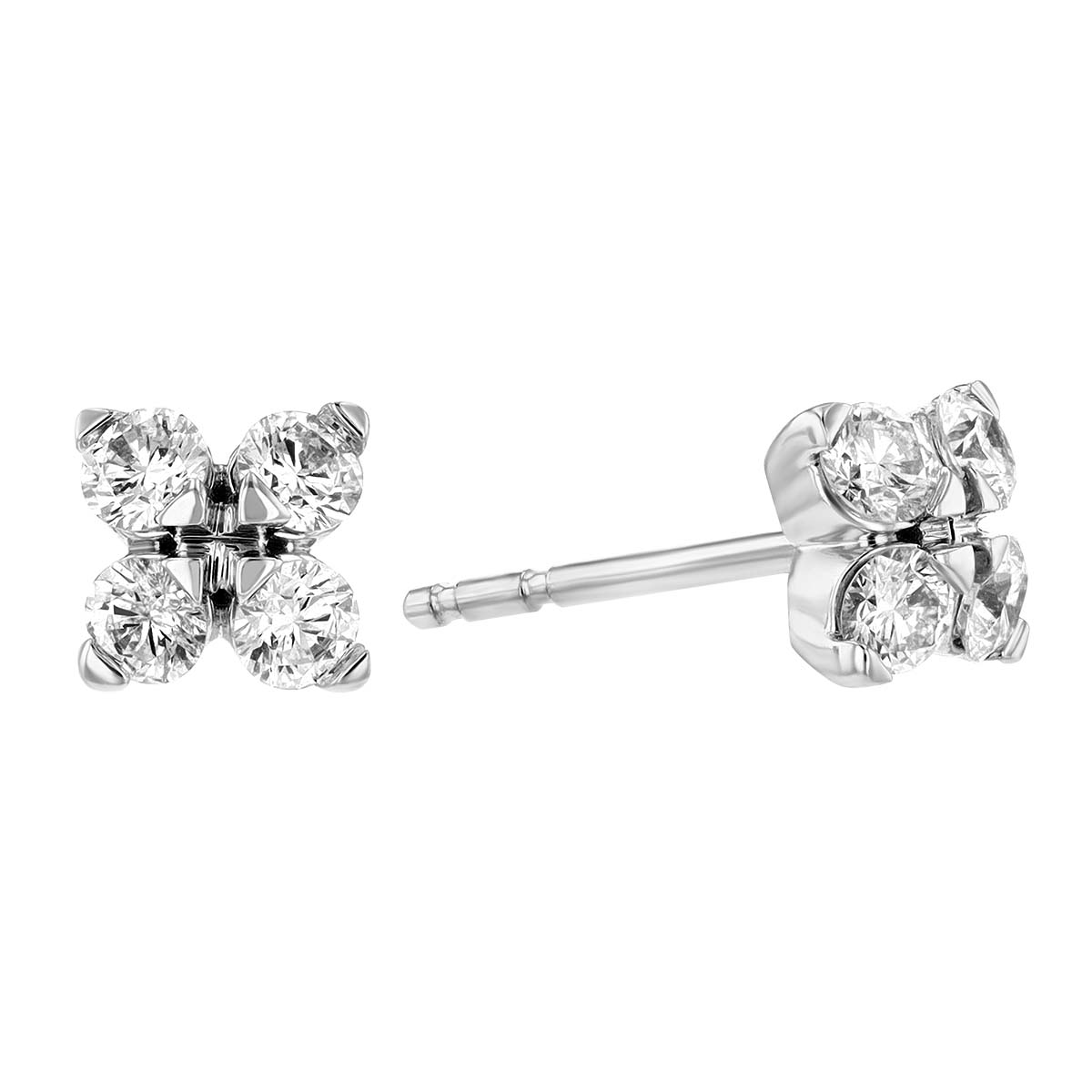 Roberto Coin Love in Verona Diamond Clover Stud Earrings in White Gold, 0.54 cttw