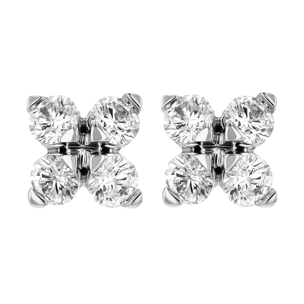 Roberto Coin Love in Verona Diamond Clover Stud Earrings in White Gold, 0.54 cttw