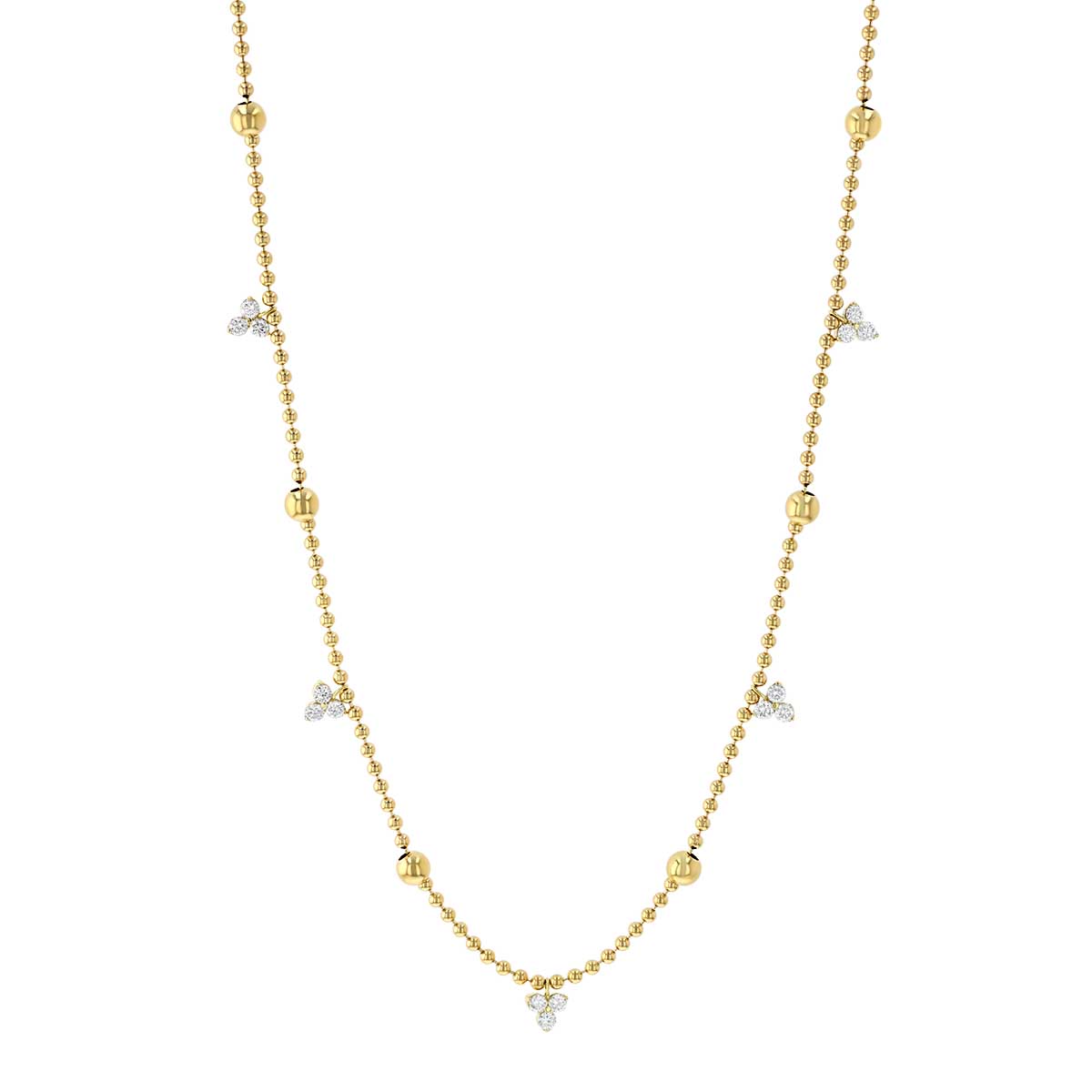 Roberto Coin Love by the Yard Diamond Trio & Yellow Gold Bead Station Necklace, 17