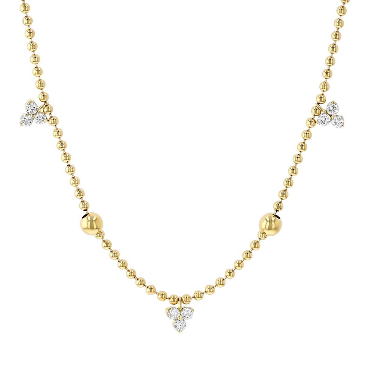 Roberto Coin Love by the Yard Diamond Trio & Yellow Gold Bead Station Necklace, 17