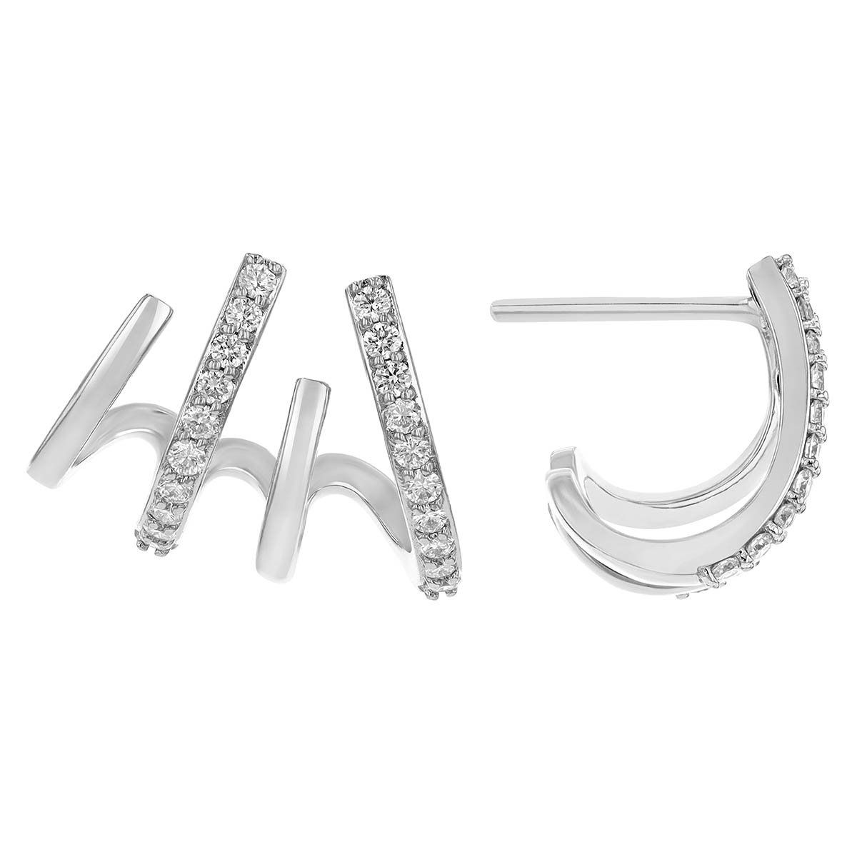 Roberto Coin Diamond Multi Huggie Hoop Earrings in White Gold