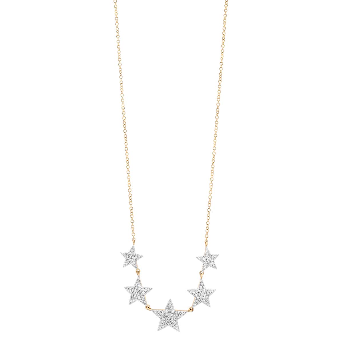 Phillips House Affair Diamond Pavé 5 Star Necklace in Yellow Gold, 18