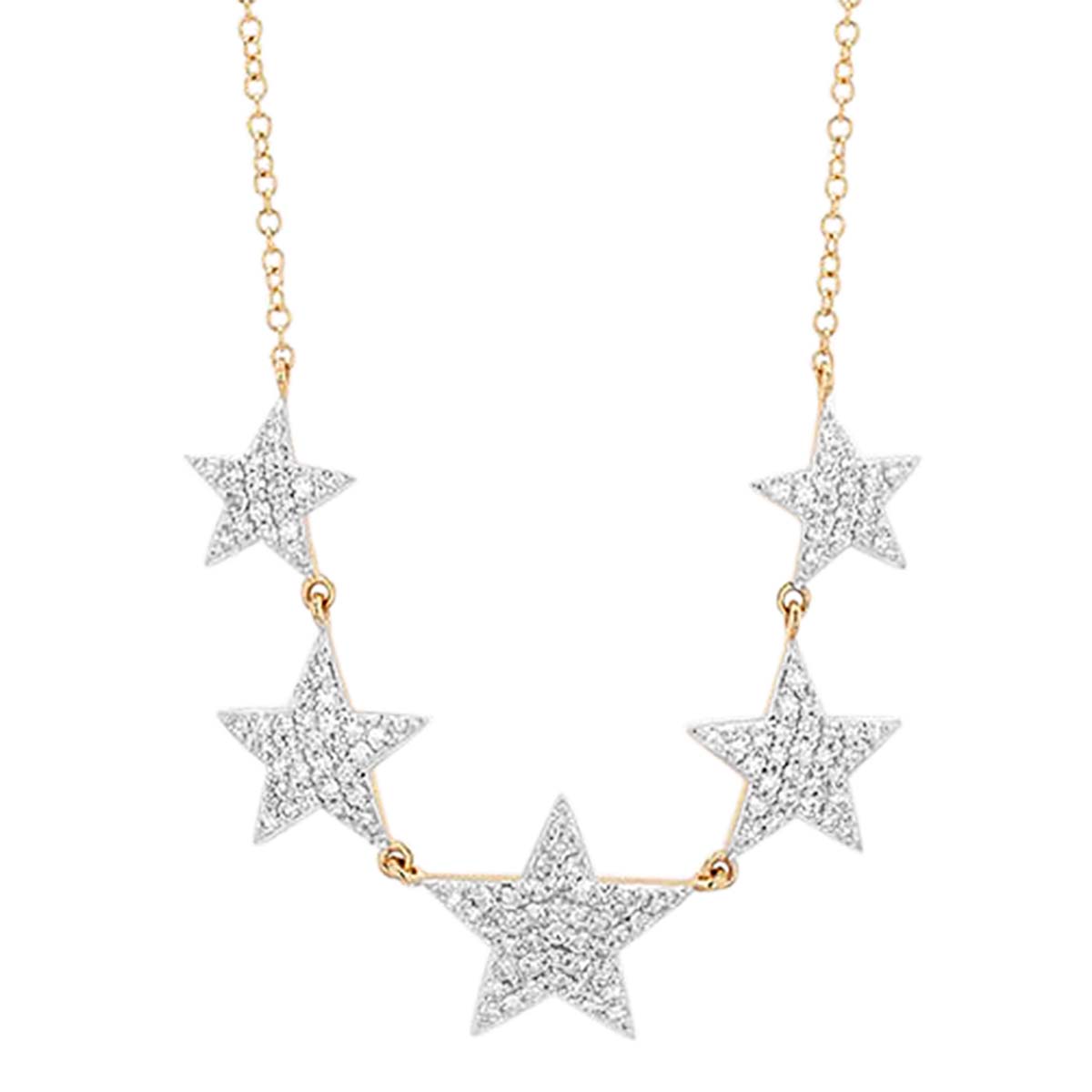 Phillips House Affair Diamond Pavé 5 Star Necklace in Yellow Gold, 18