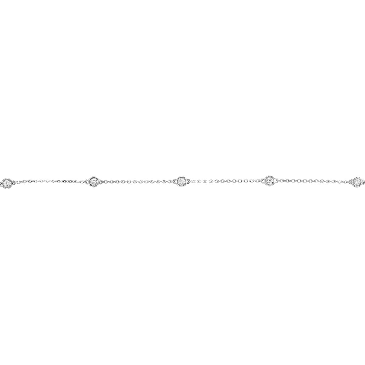 Borsheims Signature Collection Lab-Grown Diamond 5 Station Bracelet in White Gold, 0.25 cttw, 7