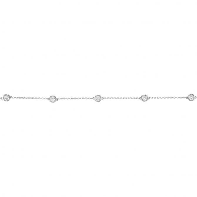 Borsheims Signature Collection Lab-Grown Diamond 5 Station Bracelet in White Gold, 0.50 cttw, 7"