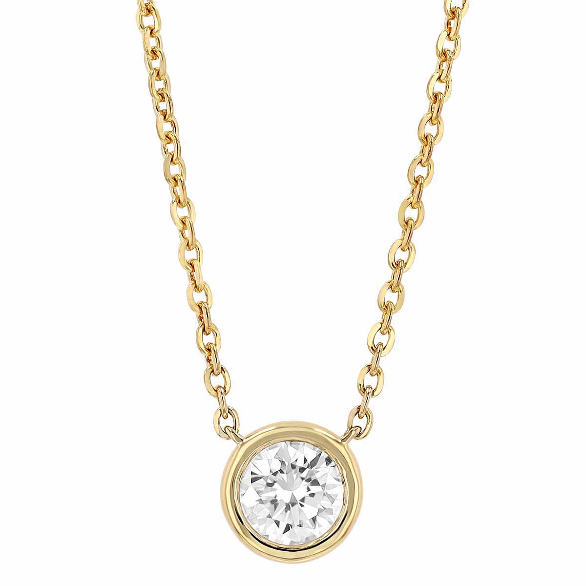 Borsheims Signature Collection Lab-Grown Diamond Solitaire Necklace in 14K Gold, 0.50 cttw, 18
