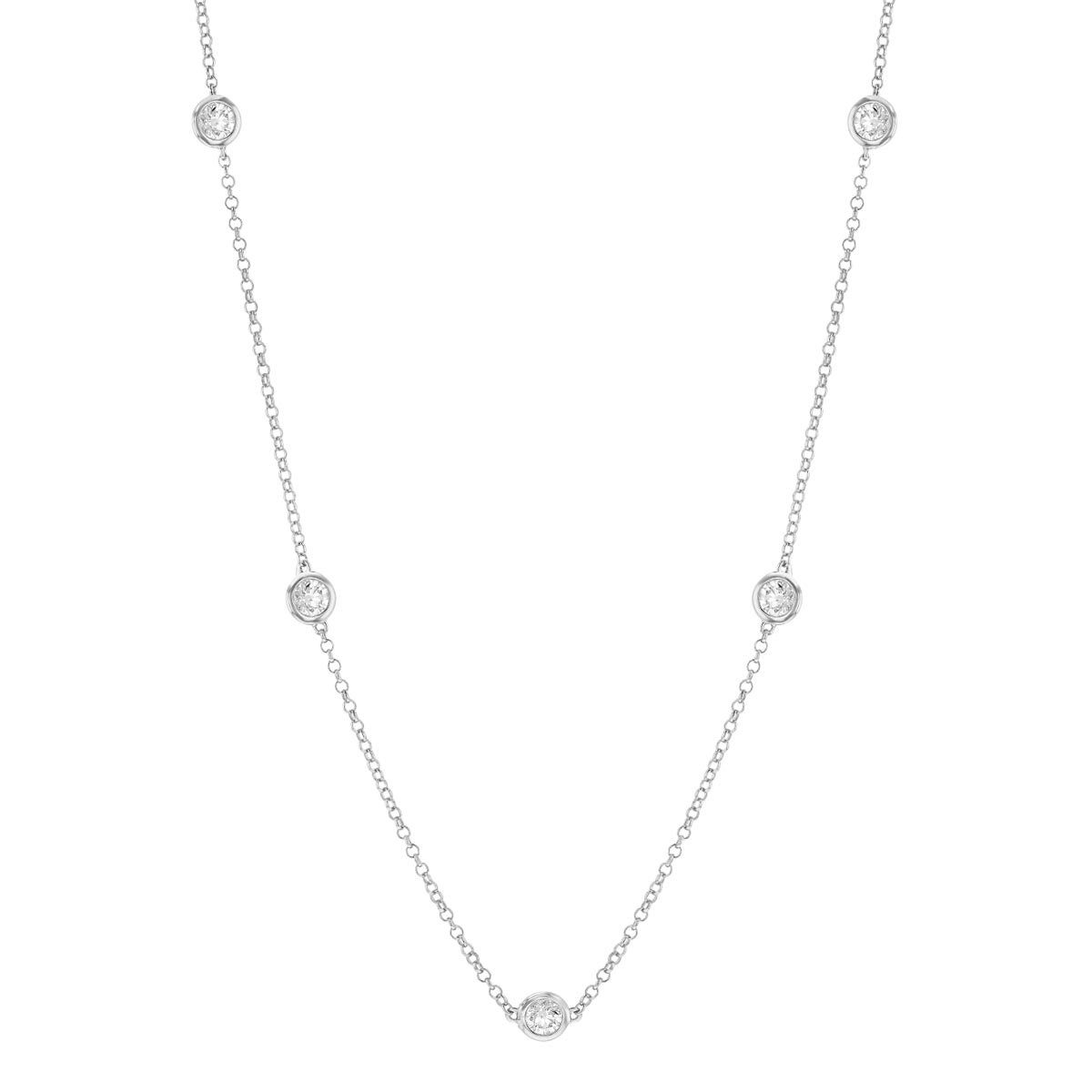 Borsheims Signature Collection Diamond 7 Station Necklace in White Gold, 1.37 cttw, 18