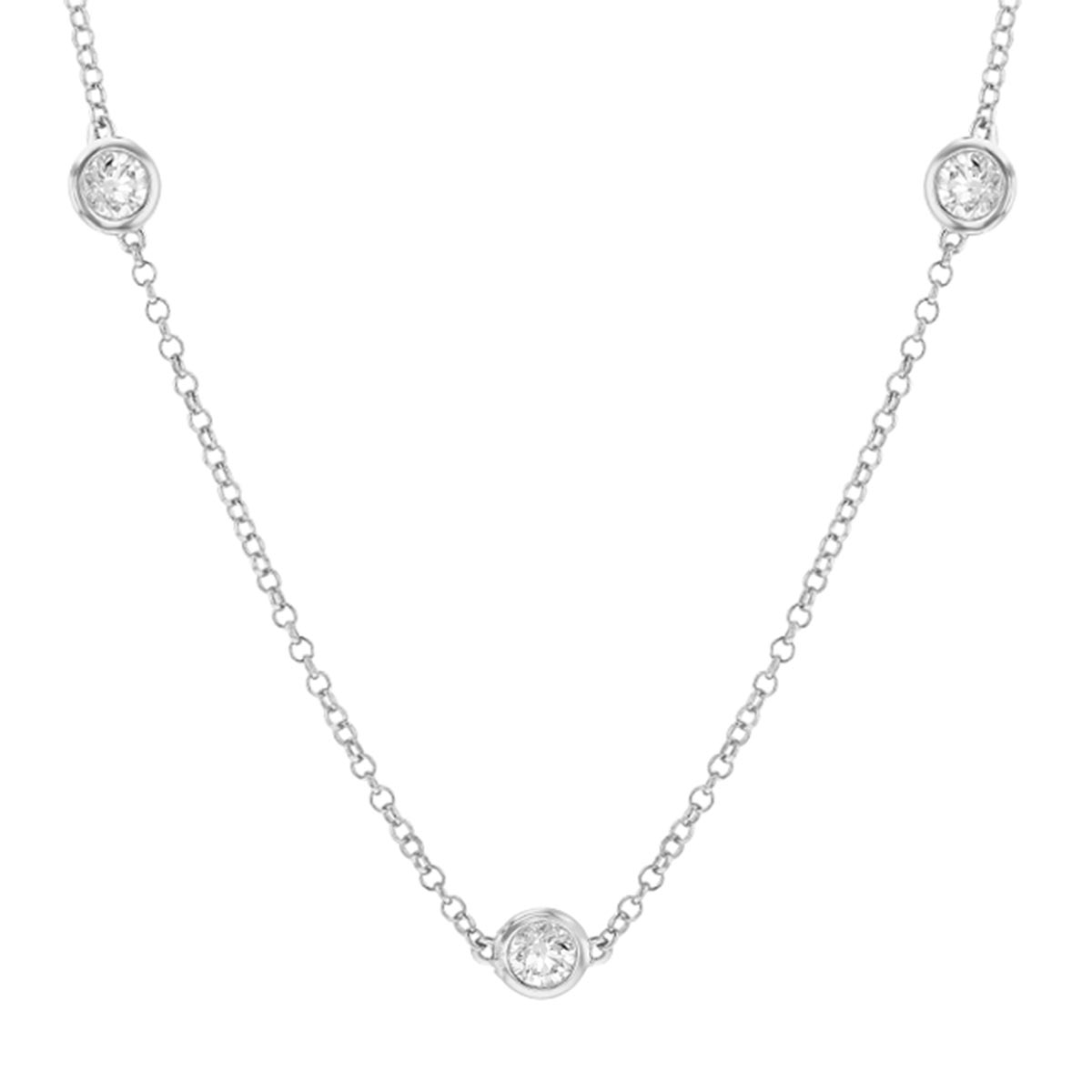 Borsheims Signature Collection Diamond 7 Station Necklace in White Gold, 1.37 cttw, 18