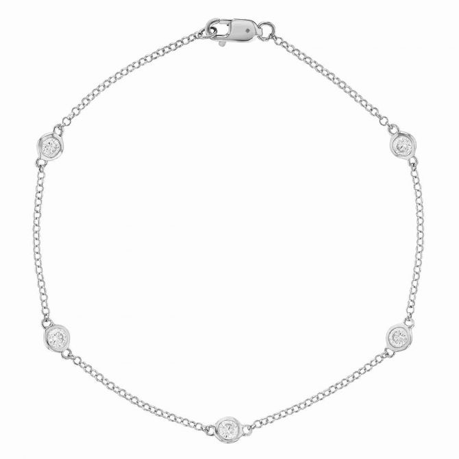 Borsheims Signature Collection Diamond 5 Station Bracelet in White Gold, 0.50 cttw, 7"