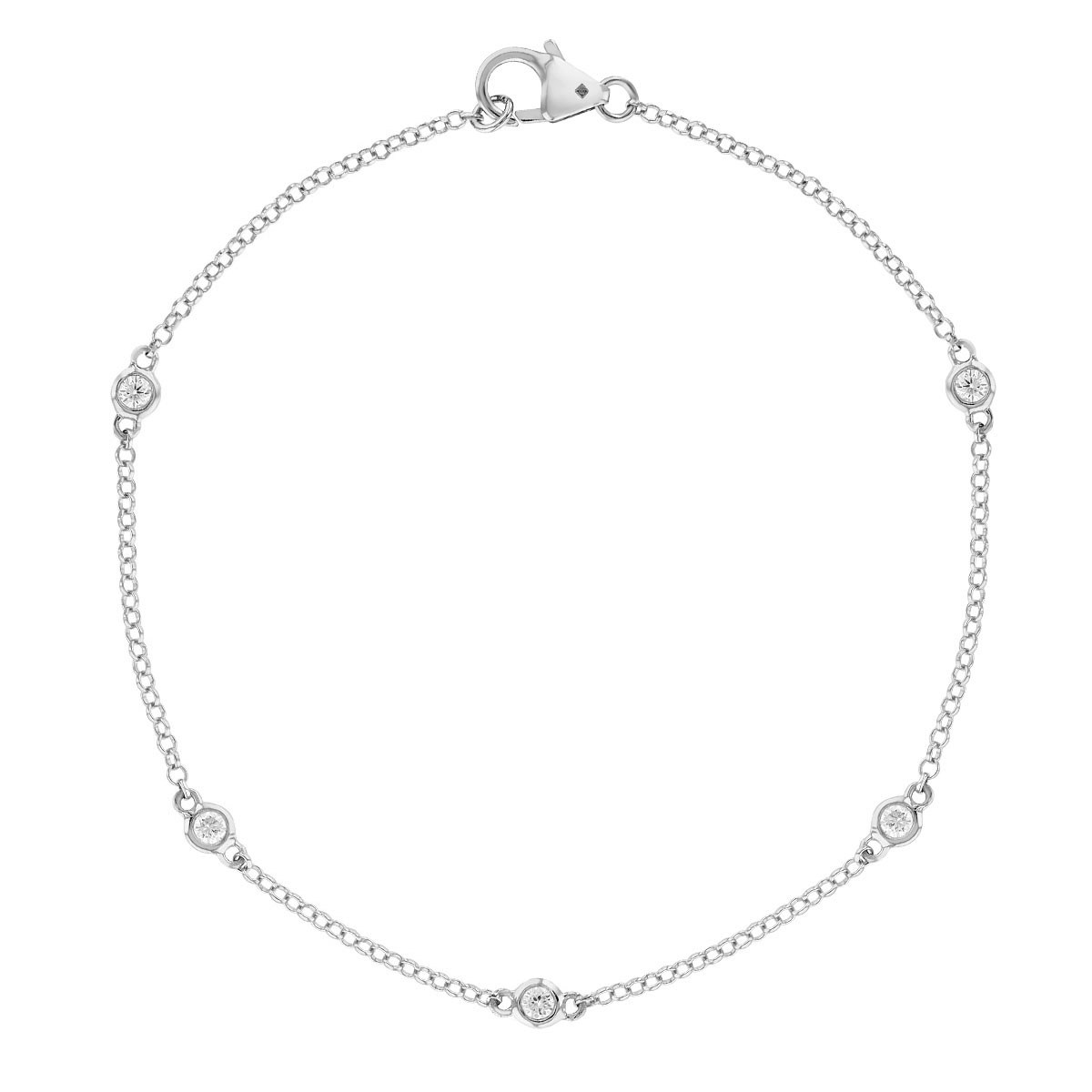 Borsheims Signature Collection Diamond 5 Station Bracelet in 14K Gold, 0.14 cttw, 7