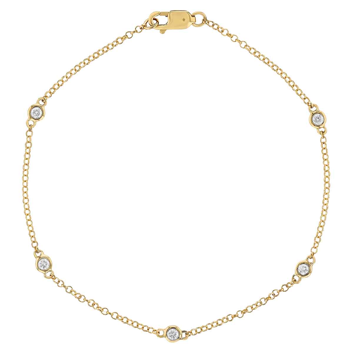 Borsheims Signature Collection Diamond 5 Station Bracelet in 14K Gold, 0.14 cttw, 7