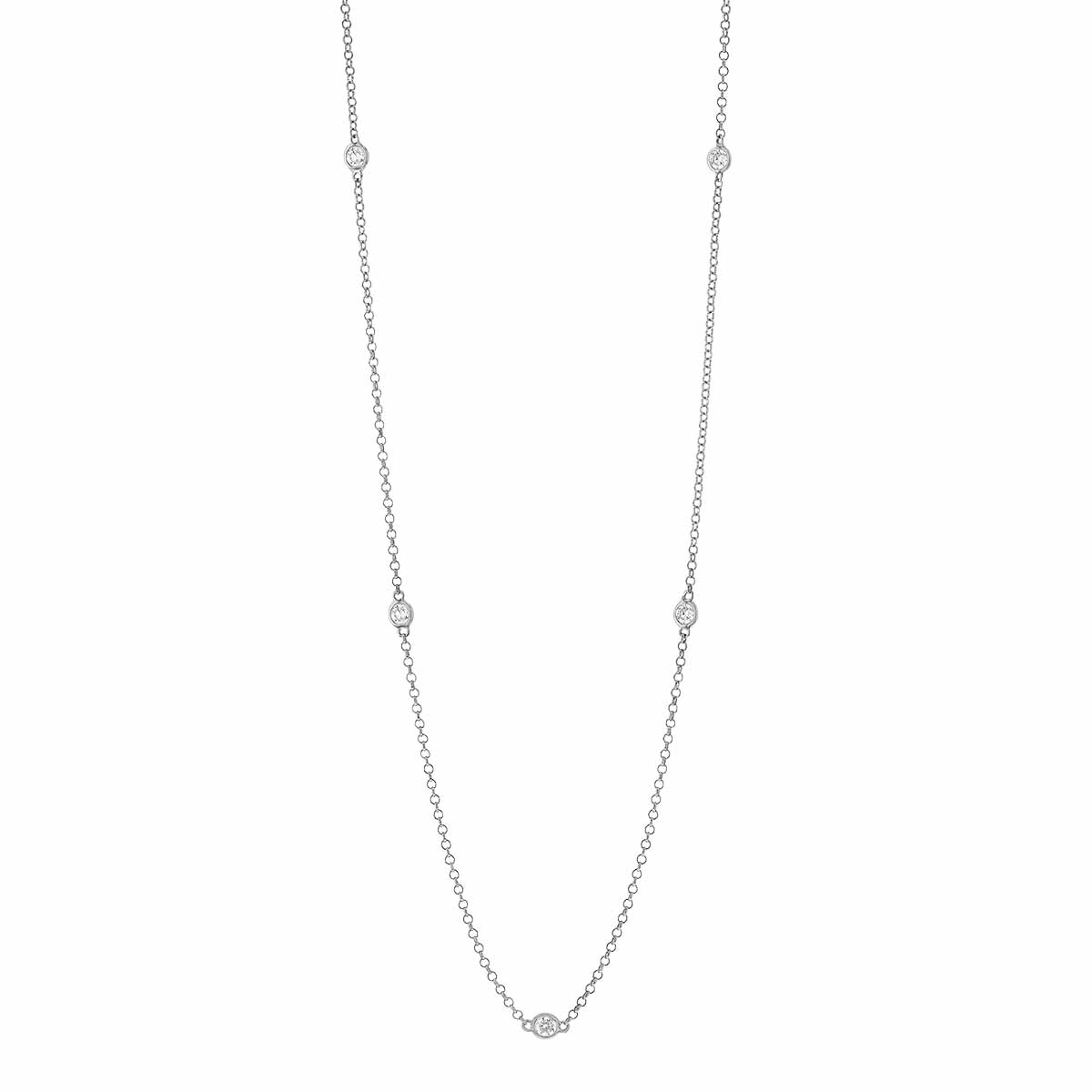 Borsheims Signature Collection Diamond 5 Station Necklace in White Gold, 0.32 cttw, 18