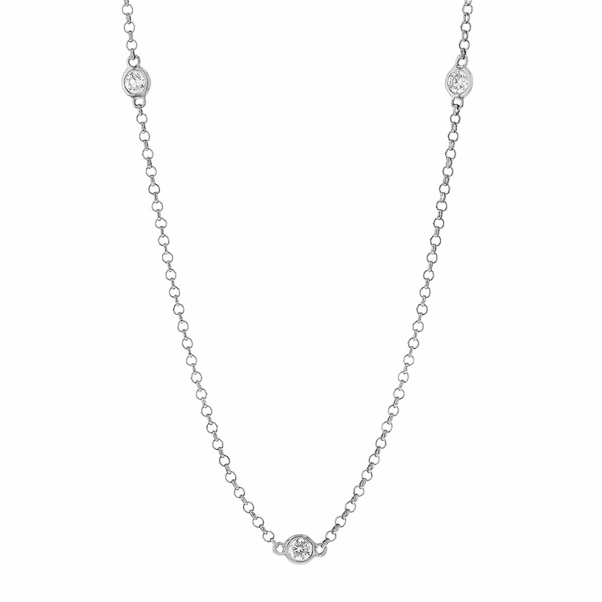 Borsheims Signature Collection Diamond 5 Station Necklace in White Gold, 0.32 cttw, 18