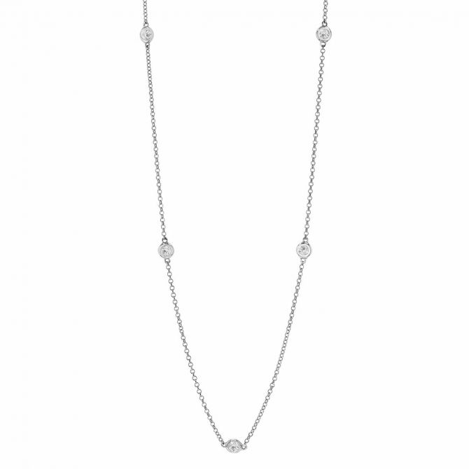 Borsheims Signature Collection Diamond 5 Station Necklace in White Gold, 0.71 cttw, 18"