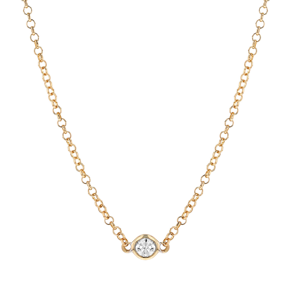 Borsheims Signature Collection Diamond 3 Station Necklace in Yellow Gold, 0.25 cttw, 18