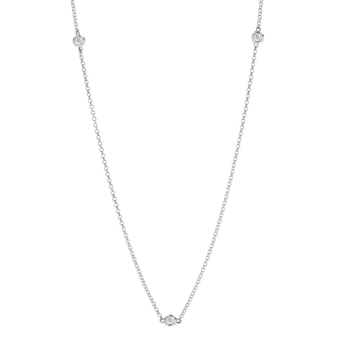Borsheims Signature Collection Diamond 3 Station Necklace in White Gold, 0.24 cttw, 18
