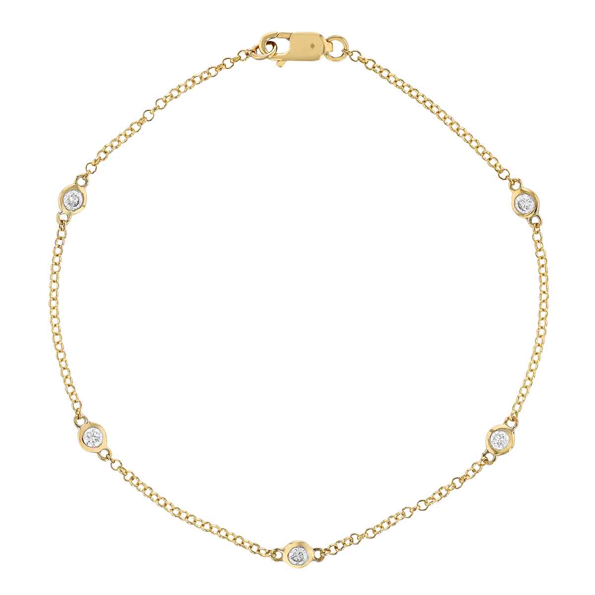 Borsheims Signature Collection Diamond 5 Station Bracelet in 14K Gold, 0.25 cttw, 7