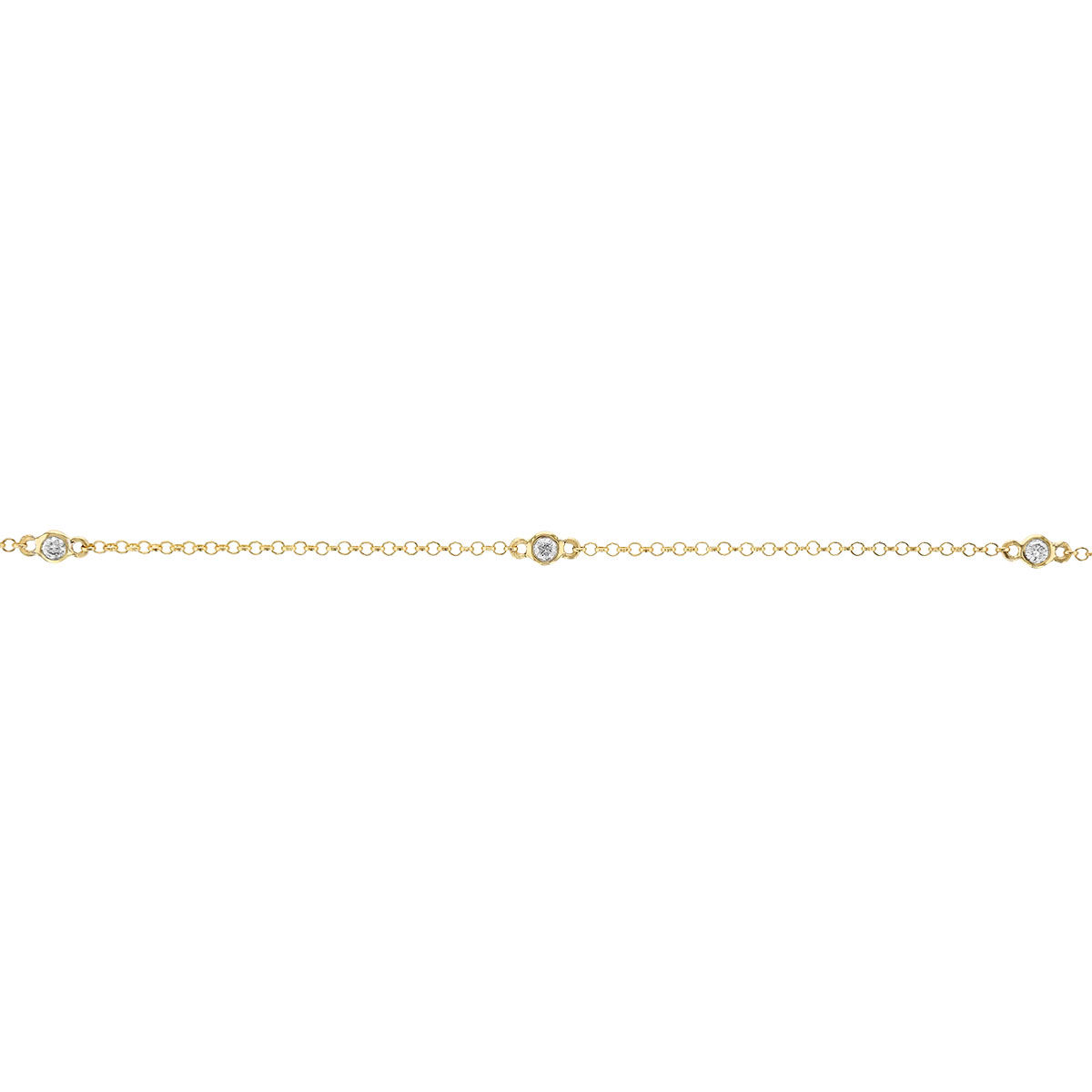Borsheims Signature Collection Diamond 3 Station Bracelet in Yellow Gold, 0.10 cttw, 7