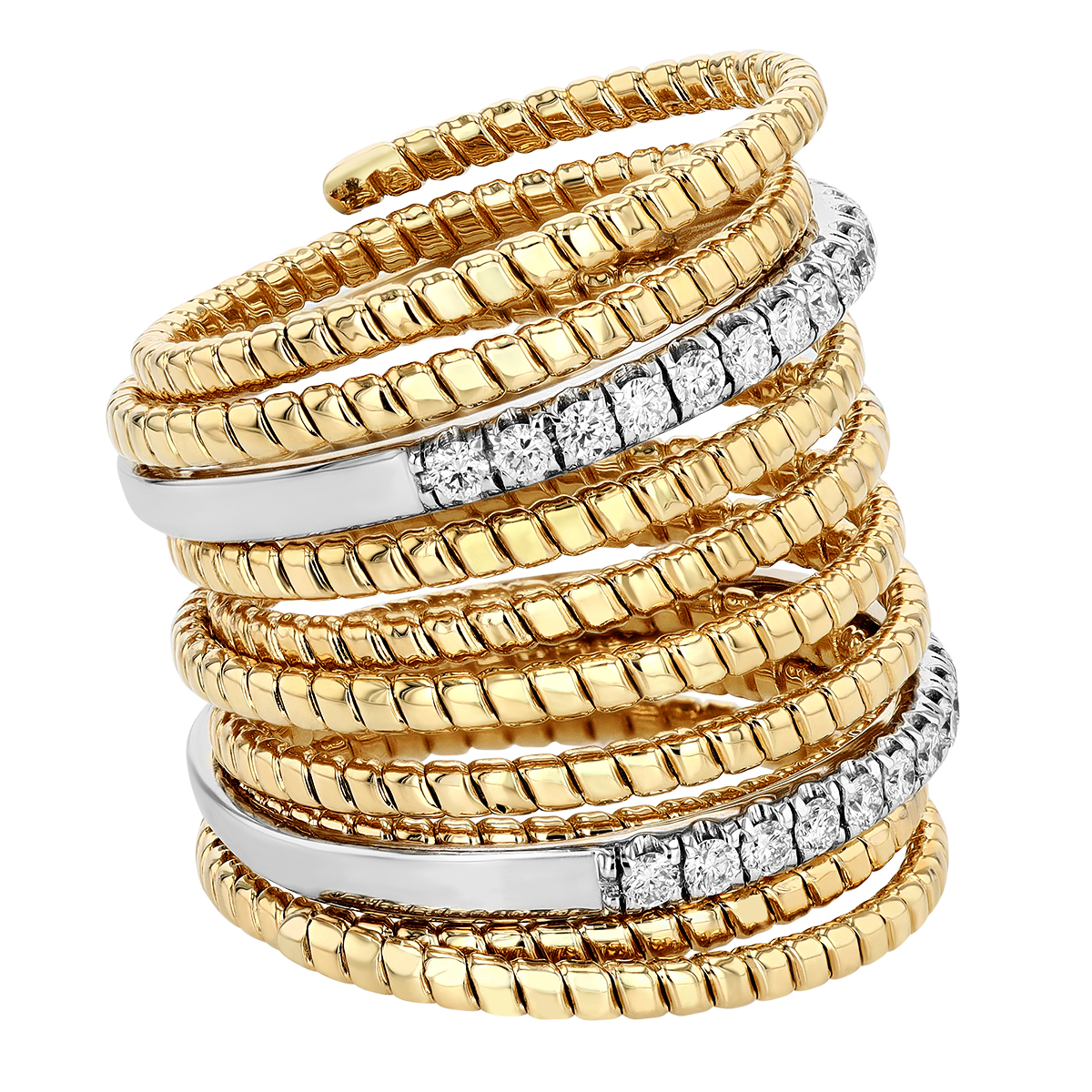 Diamond & Coil Wrap Ring in Two Tone