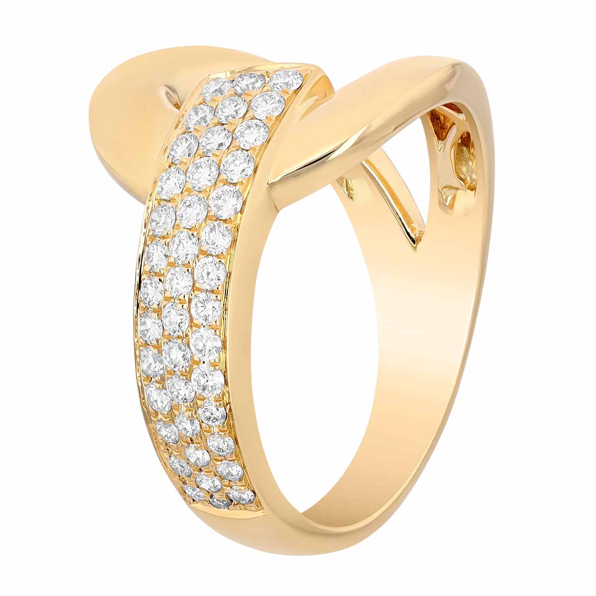 Diamond Pave Link Ring in Yellow Gold