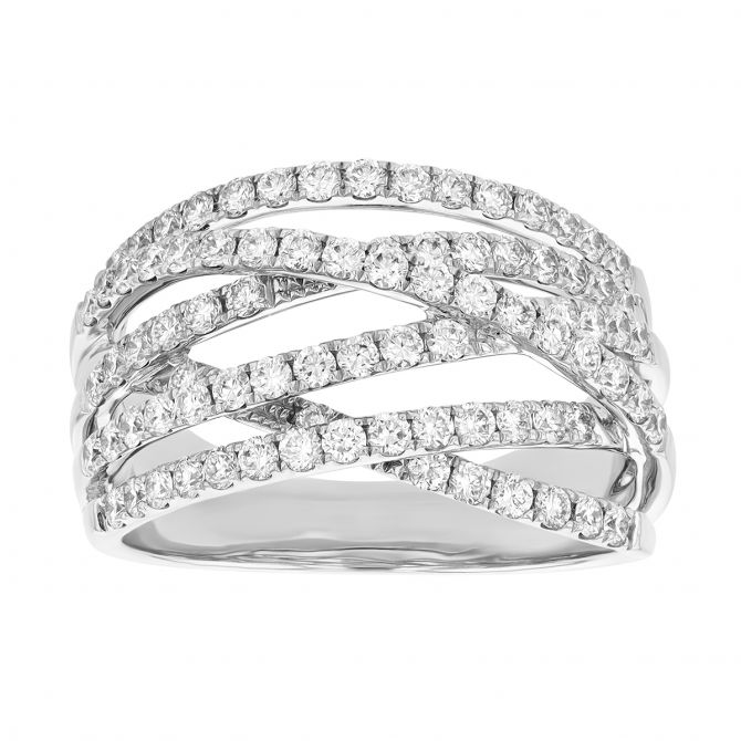 Diamond Crossover Ring in White Gold