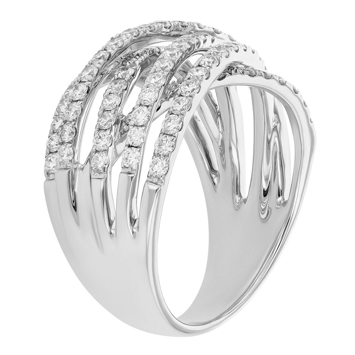 Diamond Crossover Ring in White Gold